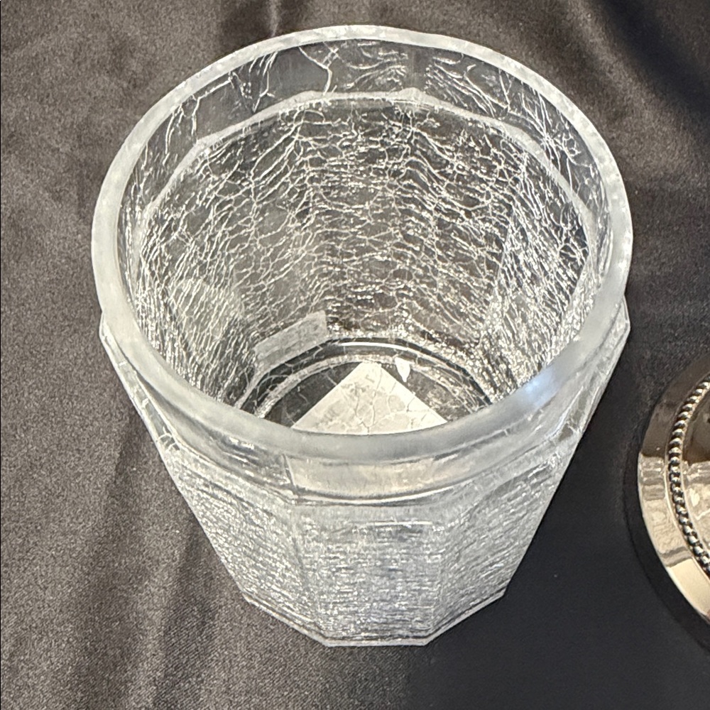 Vintage Croscill Saxony Collection Large Covered Crackle Glass Storage Jar NWT - Picture 4 of 7
